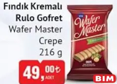 WAFER MASTER CREPE FINDIK KREMALI RULO GOFRET 216 G